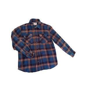Wrangler Men's Blue Brown Plaid Flannel Size M Long Sleeve Western Workwear